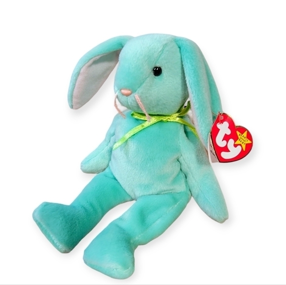 Vintage NWT Beanie Babies Hippity Green Bunny Plush 1996 P.V.C. Pellets 6-1-96 - Picture 16 of 16